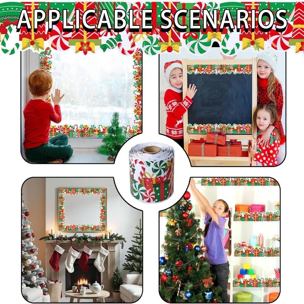 Self Adhesive Christmas Tree Stickers 10m Decorative Border Stickers Classroom Wall Decor
