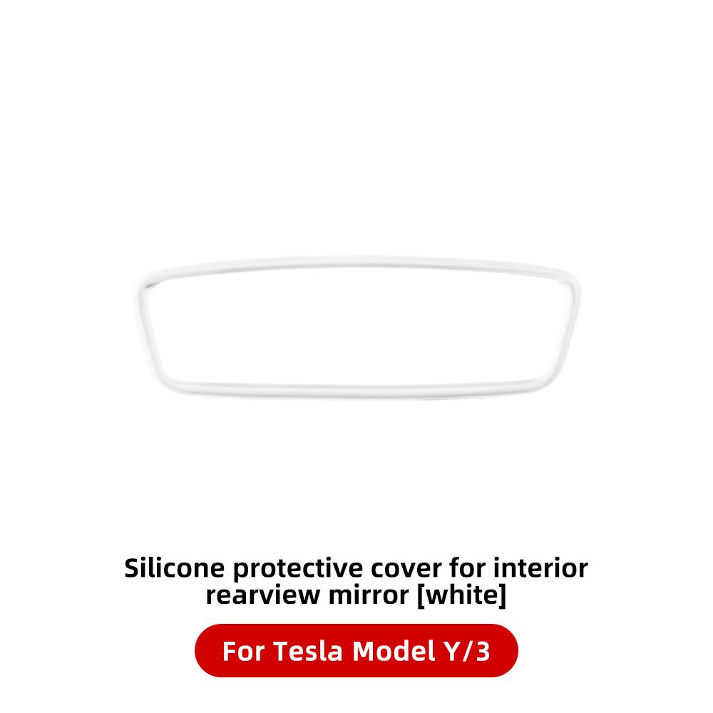 YZ For Tesla Model 3 Y Highland Juniper -2025 Silicone Rear View Mirror Protector Frame Center Console Rearview Cover