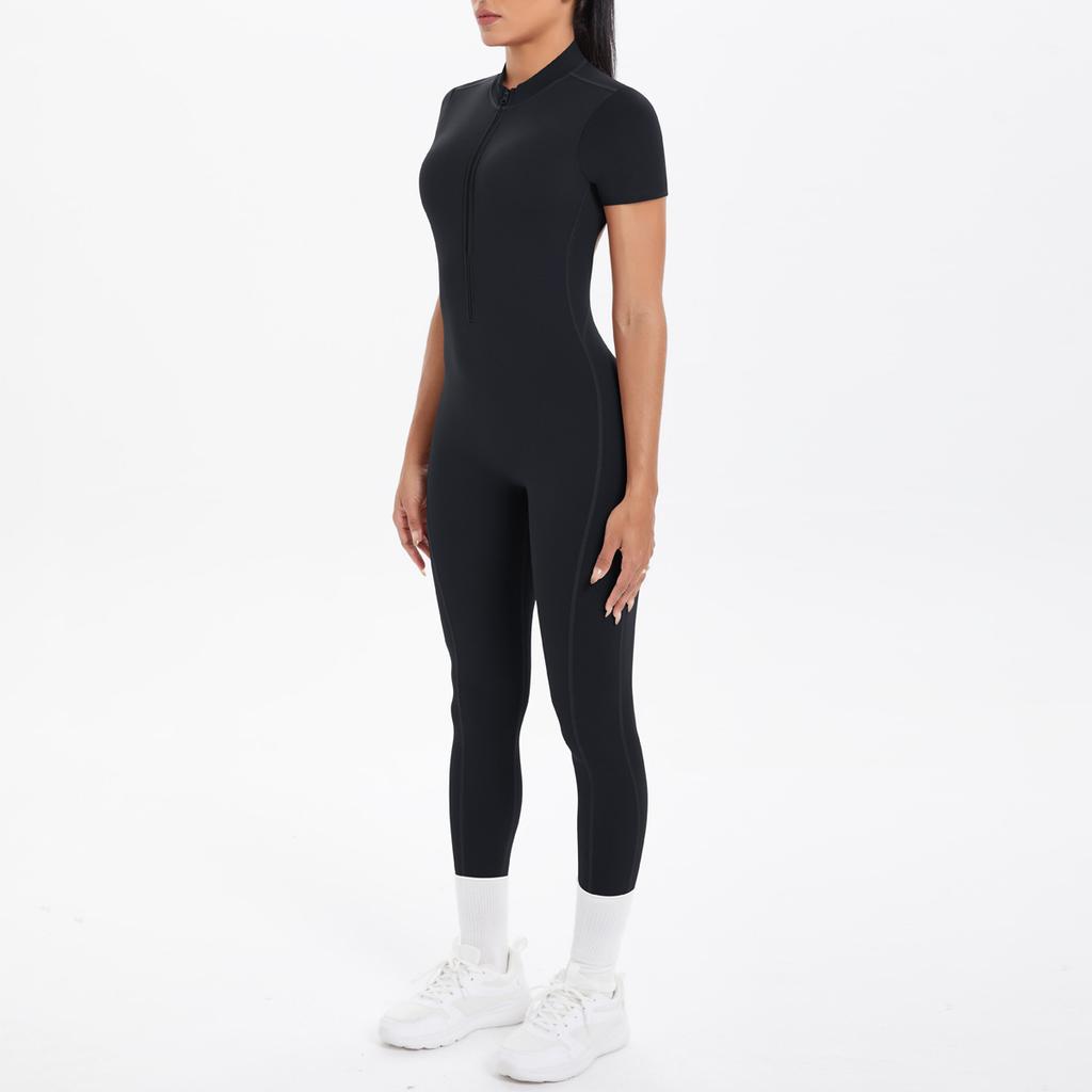 New Tight Fitting Backless Hollow Short Sleeved Pants Jumpsuit, Sports Running Fitness Jumpsuit, Yoga Suit