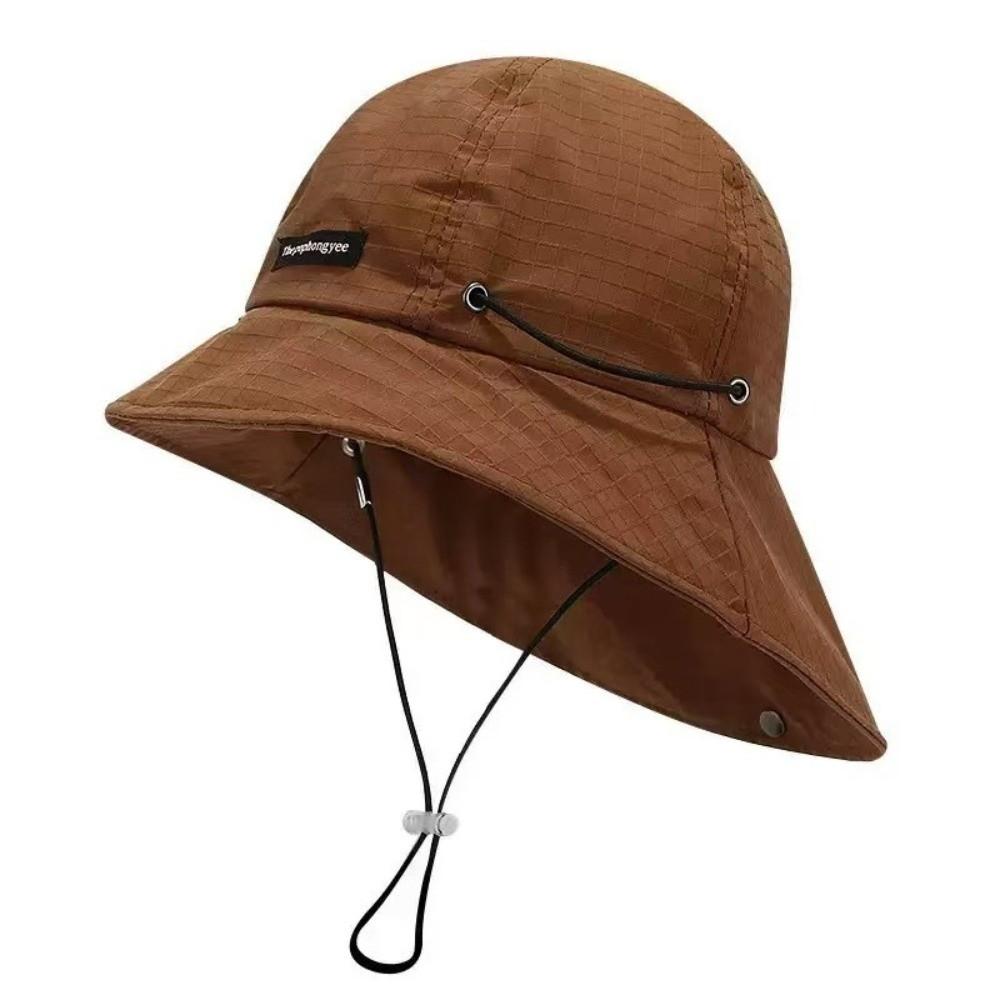 Neck-protecting Summer Drawstring Bucket Cap Adjustable Outdoor Sun Hat Casual Sun Protection Hat