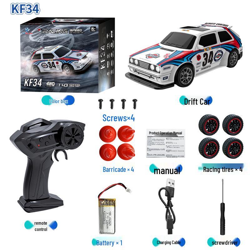 KF34 1:43 Four-Wheel Drive Drift RC Car - 2.4G High-Speed Remote Control Toy