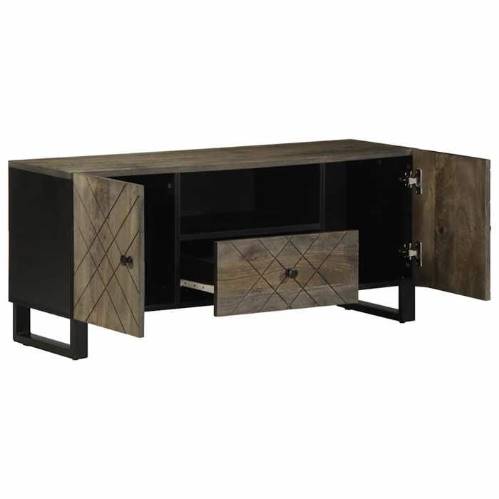 VidaXL TV Stand Black 105x33x46 Cm Solid Mango Wood, TV Bench, TV Cabinet, Multimedia Cabinet, TV Sideboard, Hi-fi Cabinet, 4017698