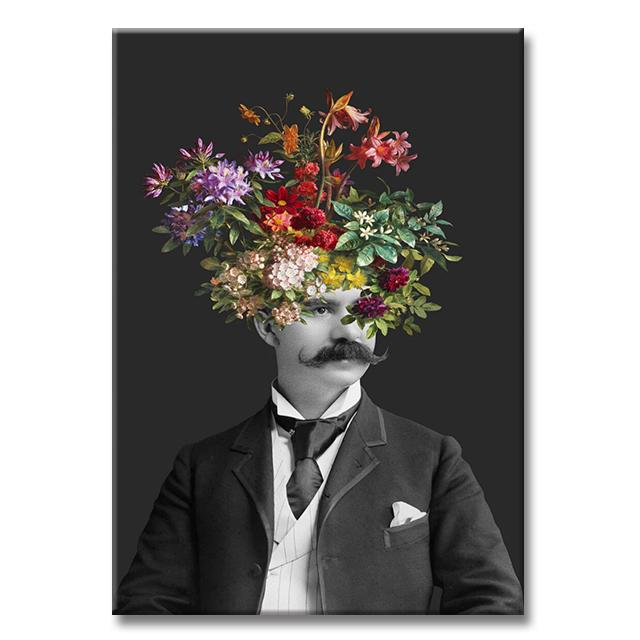 

Винтажная Знаменитая Картина Девушка с Жемчугом Цветы Холст Постер Мона Лиза с Цветами Картина Куадрос Настенное Искусство Домашний Декор 21x30cm No Framed