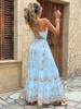 Besticktes elegantes Maxikleid mit Spaghettiträgern und tailliertem Schnitt