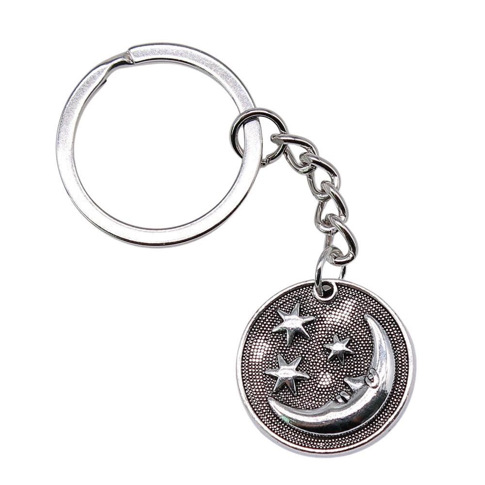 Dreifachmond Pentagramm Anhänger Schlüsselanhänger Stern Wicca Thema Schlüsselring 28mm