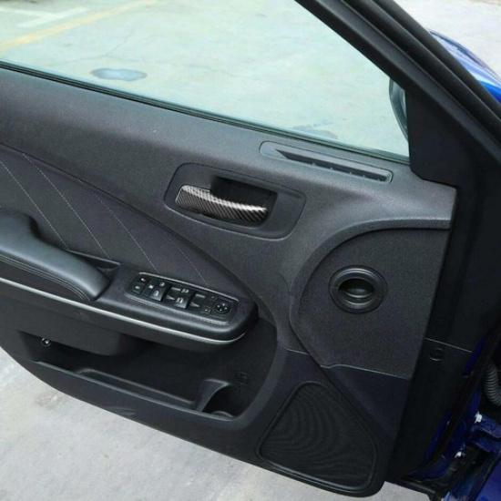 For 2015- Chrysler 300 Carbon Fiber Inner Door Handle Cover Trim Strips 4PCS