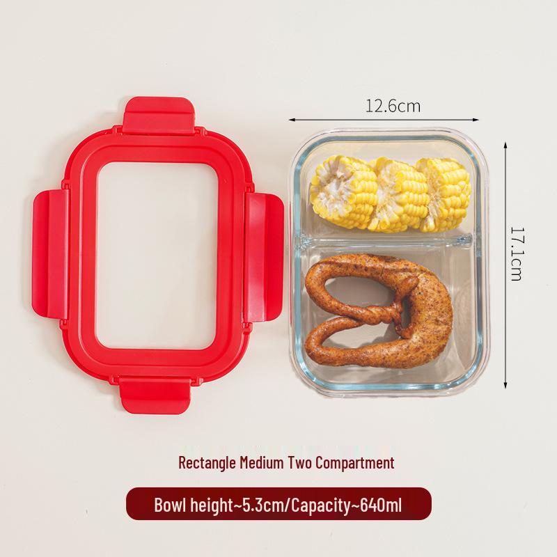 High Borosilicate Glass Lunch Box - Office Worker Bento Box with Fresh-Keeping Seal