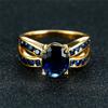 Luxury Female Crystal Blue Stone Engagement Ring Charm Yellow Gold Color Zircon Wedding For Women