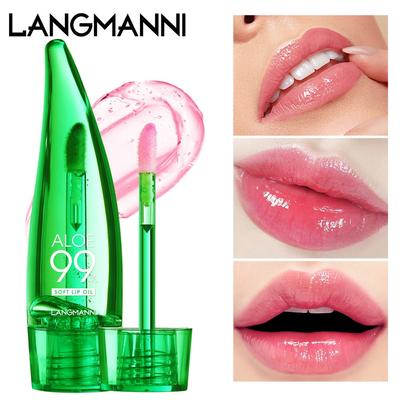 LANGMANNI New Aloe Lip Gloss Warm Color Changing Lip Glaze Moisturizing and Moisturizing