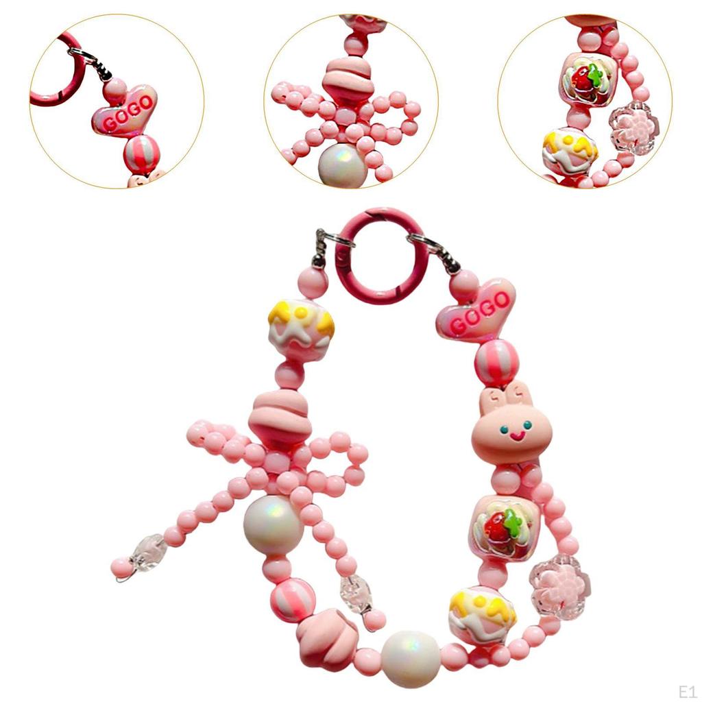 Beaded Keychain Car Key Holder Backpack Accessories Decor Ornament Wristlet Bracelet Cute Chain