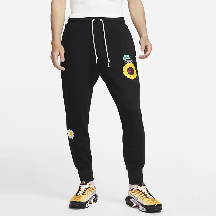 Nike Bestickte Gänseblümchen-Bündchen Sporthose Herren Unterteil Schwarz DM5013-010