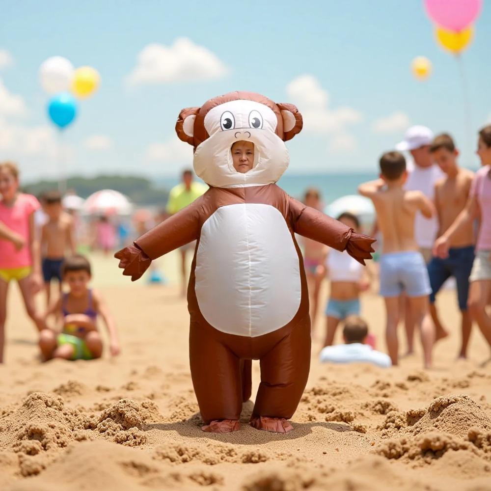 Monkey Inflatable Adult Costume - Fun Halloween Christmas Party Role Playing Set, Suitable for Height 150-190cm