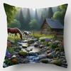 Single Sided Printed Cushion Cover Pastoral Soft Polyester Fabric Living Room Sofa Bedroom Bedside Decorative Pillowcase