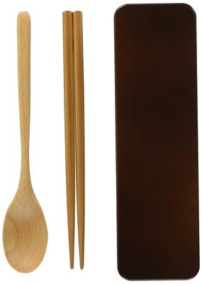 Tatsumiya Löffel Essstäbchen Set Slide Magewappa Made in Japan Dunkelbraun 18cm &