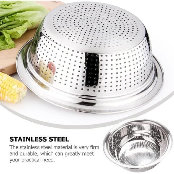Hemoton Stainless Steel Rice Washing Bowl Kitchen Strainer Colander Bowl Fruit Vegetable Washing Basket for Rice Food Pasta Colander Drain Basket