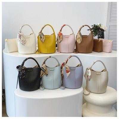 Summer Fashion Handbag Solid Color New French Small Fresh Shoulder Messenger Bag Foreign Style Bucket Bag