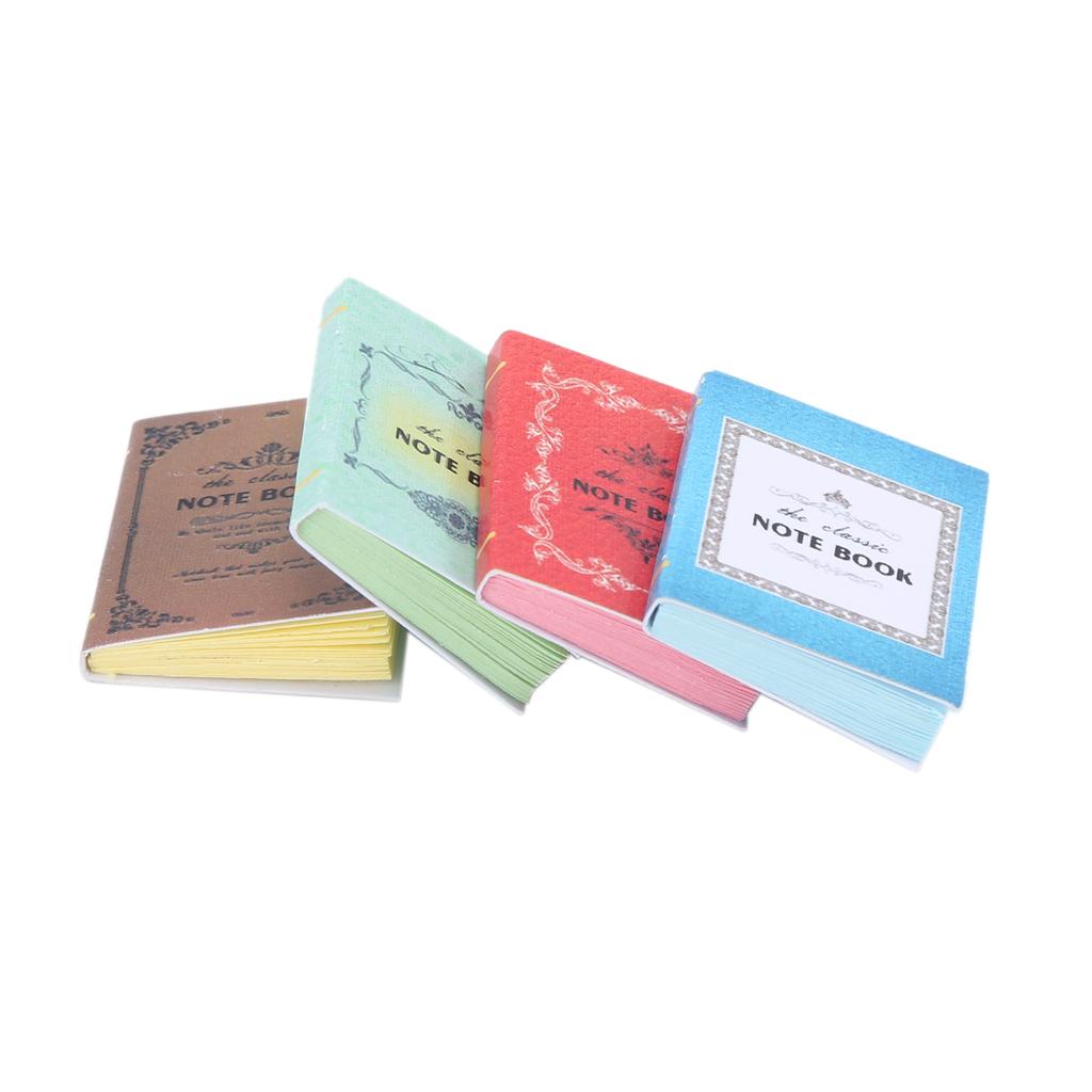 4pcs 1:12 Scale Miniature Dollhouse Books Mini Books Notebook Decoration Toy Accessories