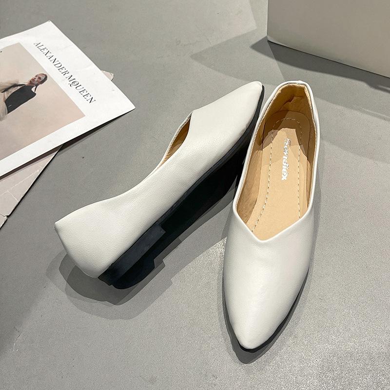 2024 New Arrival Spring Autumn Pointed Toe Comfortable Casual Retro Elegant Women's Shoes Shallow Mouth Breathable Flat Shoes