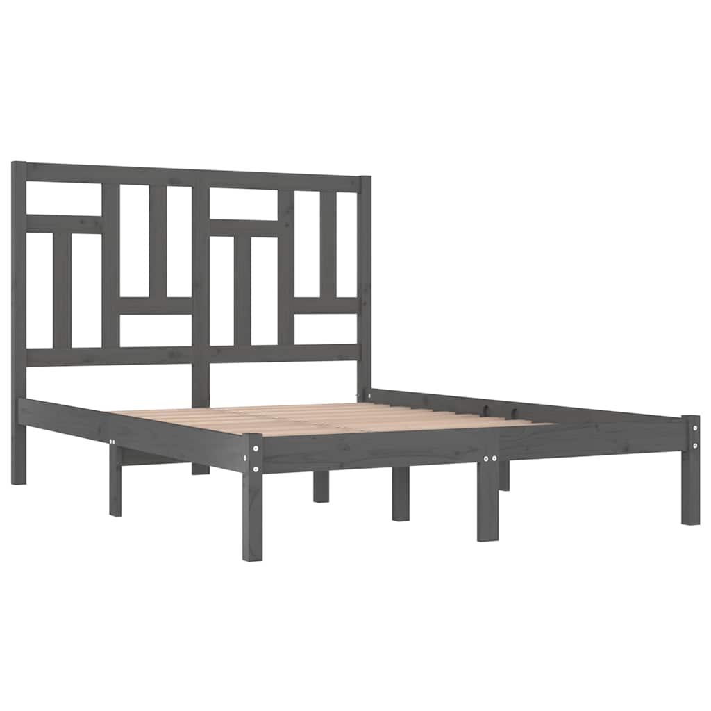 Solid Wood Bed Grey Pine 200x200 cm