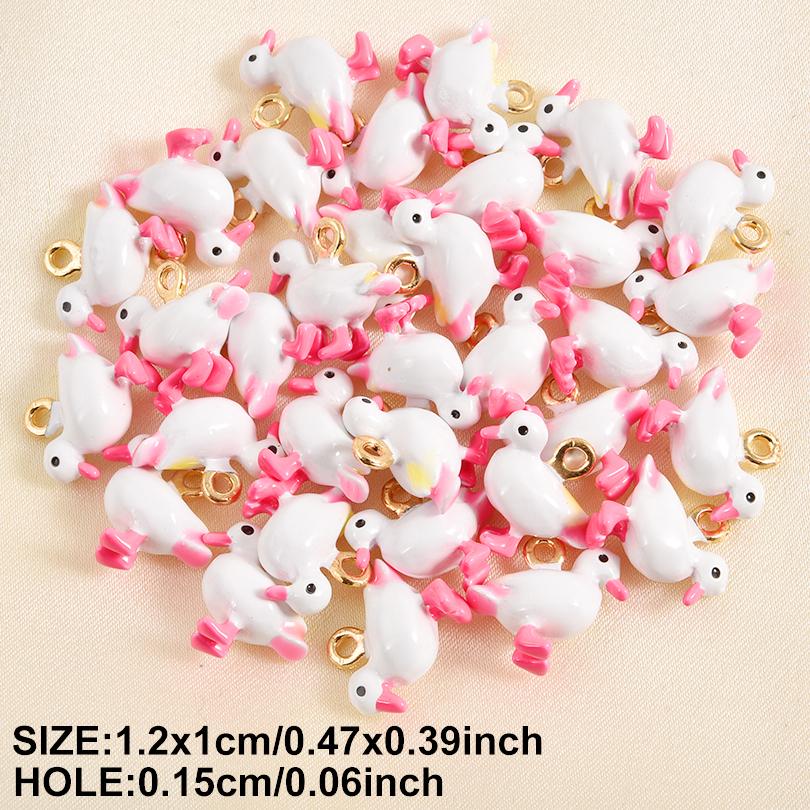 2pcs Cartoon Pendant Hedgehog Duck Flamingo Enamel Animal Charms For Jewelry Making Supplies Handmade Keychain Bracelet Material