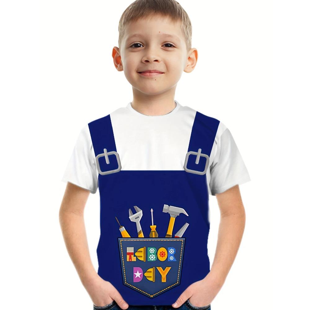 Children's Short Sleeve T-Shirts Creative Funny 3D Print Kids Summer Casual Comfortable Soft Breathable Round Neck Boys Girls T-Shirts