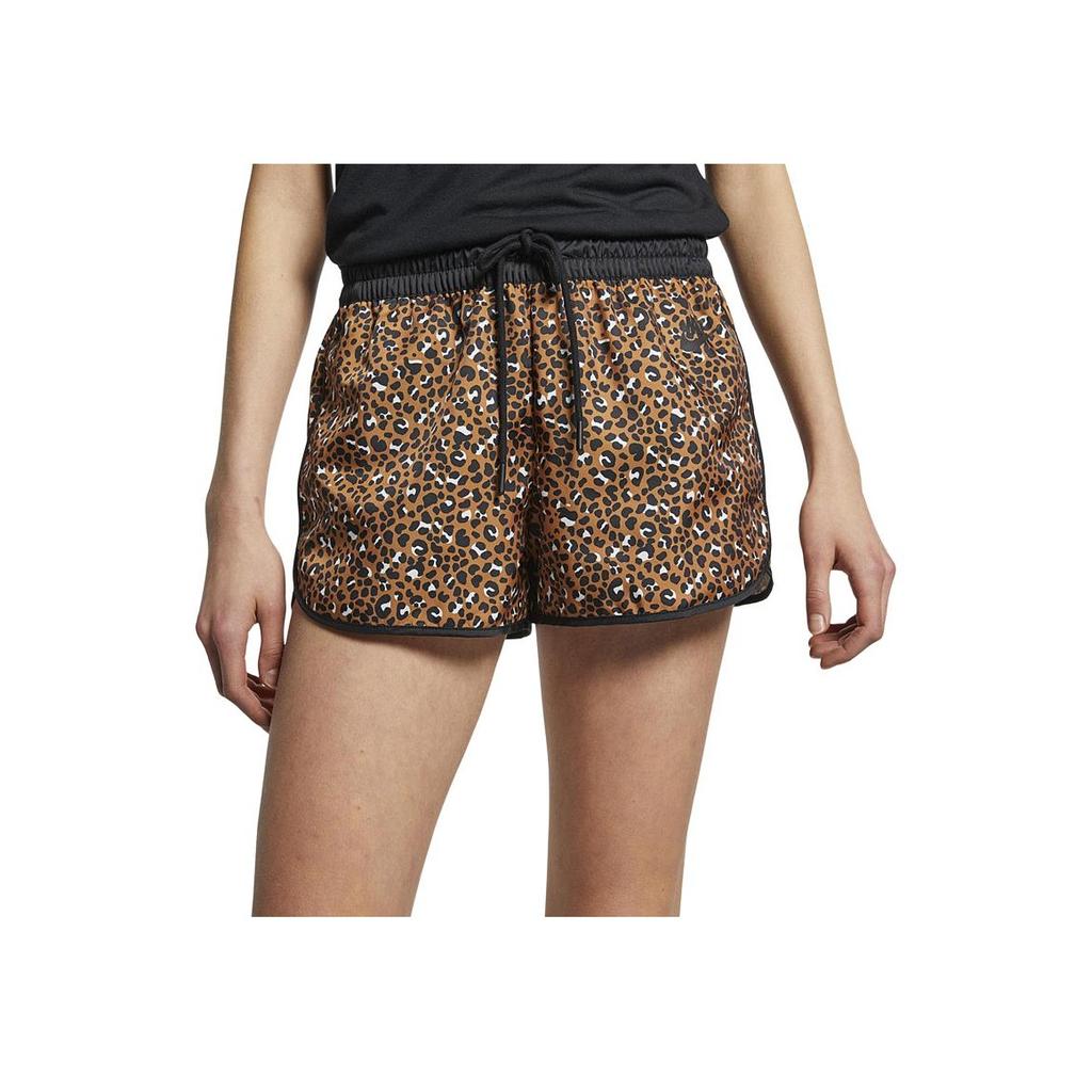 Nike Womens Training Series Logo Leopard Print Drawstring Moisture-Wicking Breathable Sports Shorts Women Shorts Brown CD3686-754