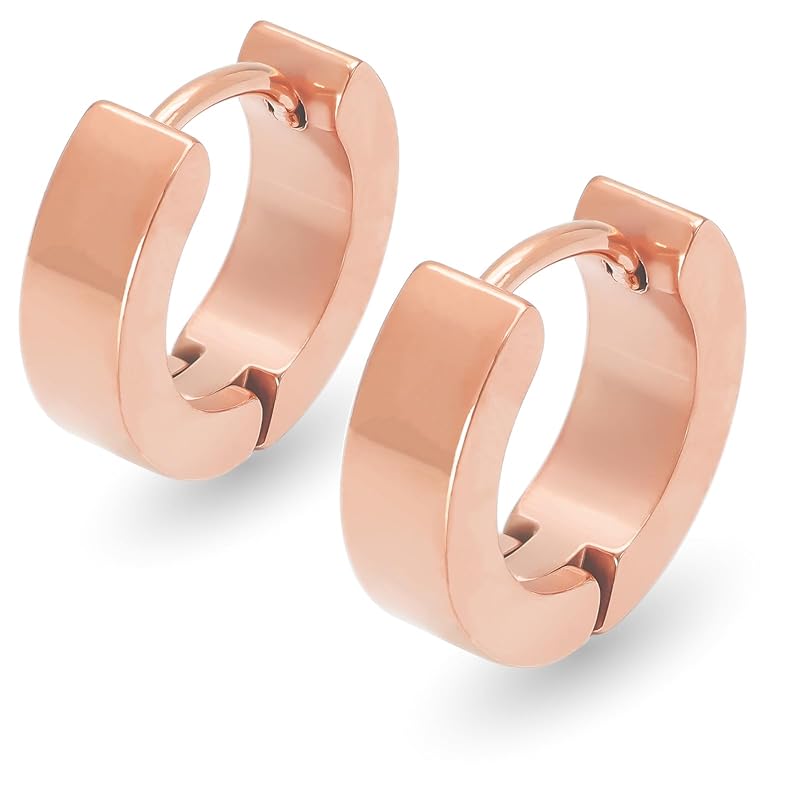 

[Adelina Style] hoop earrings Popularity Thick width 4mm mirror surface 1 pair Leave it on 18G men s ladies ring earrings surgical stainless steel