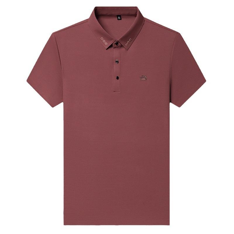 Polo Shirt Men'S High-End Short-Sleeved T-Shirt Business Casual Solid Color Embossed Half-Sleeved Top
