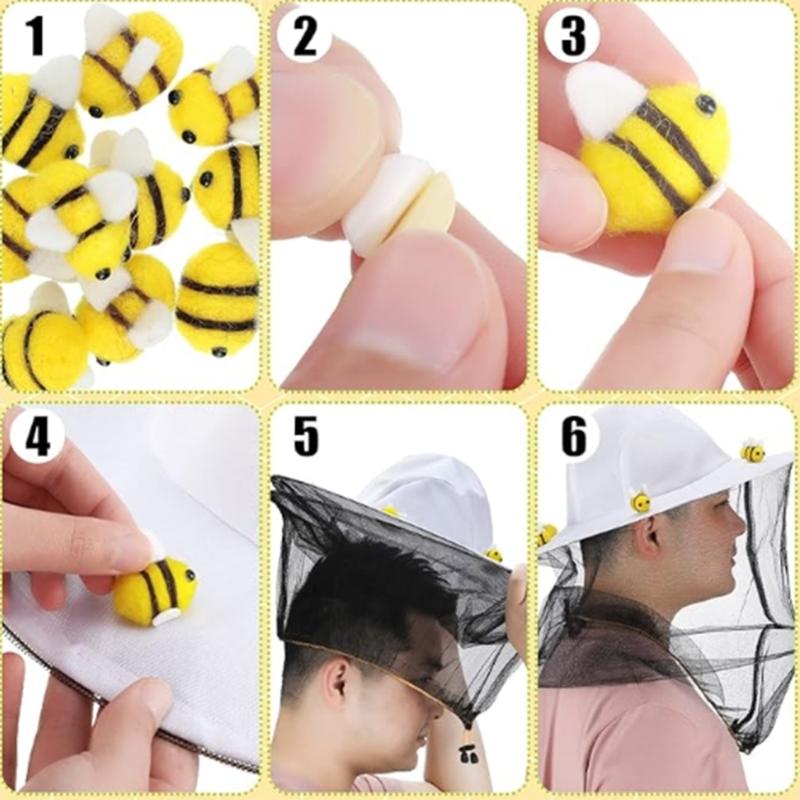 Beekeeper Costume Set Including 2 Beekeeping hat and Veil, 10 Wool Felt Beekeeping hat, 10 Round Double Sided Tape Beekeeper Helmet goggat Hats with