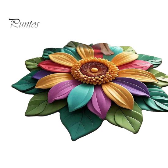 Soft Plush Floor Mat Large Size Non-Slip Backing Rug 3D Sunflower Design Door Living Room Bathroom Kitchen Decoration Non-slip