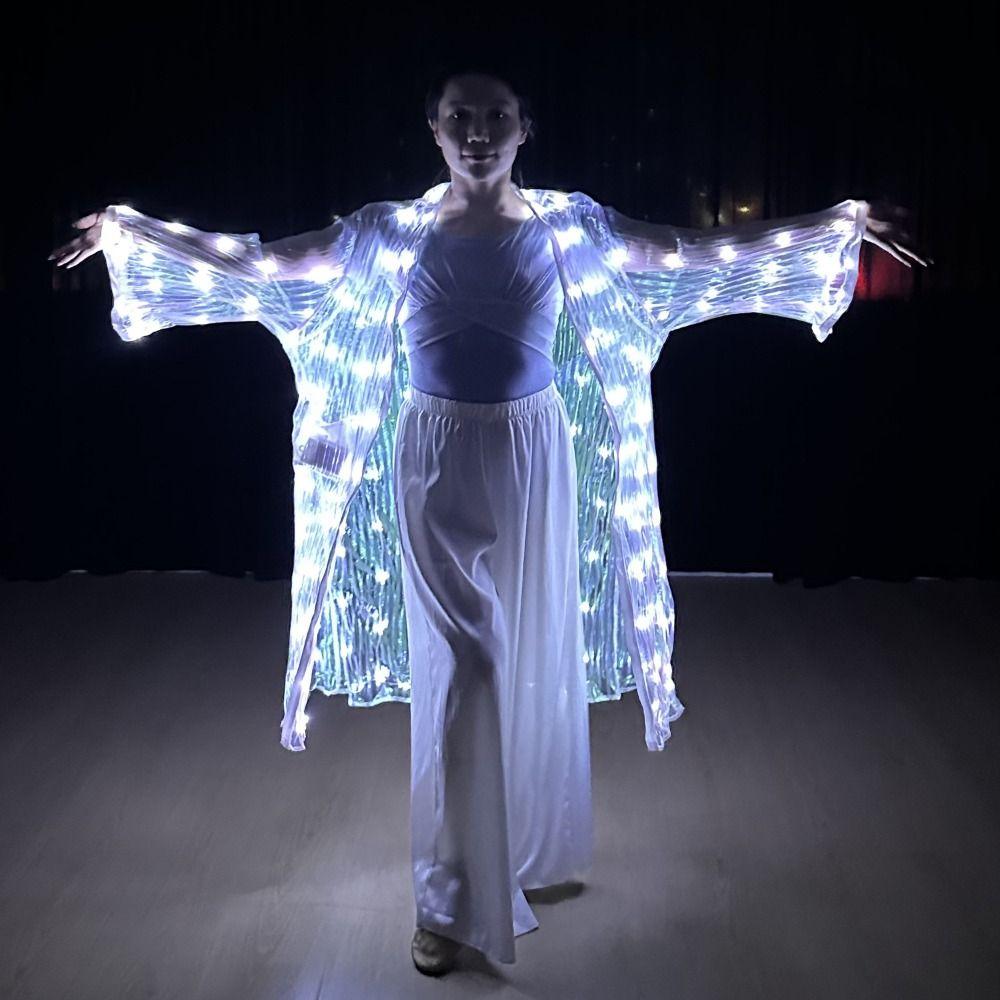 Stage Performance Light Up Cardigan Polyester Sheer Cover Up New Luminous Dance Costume