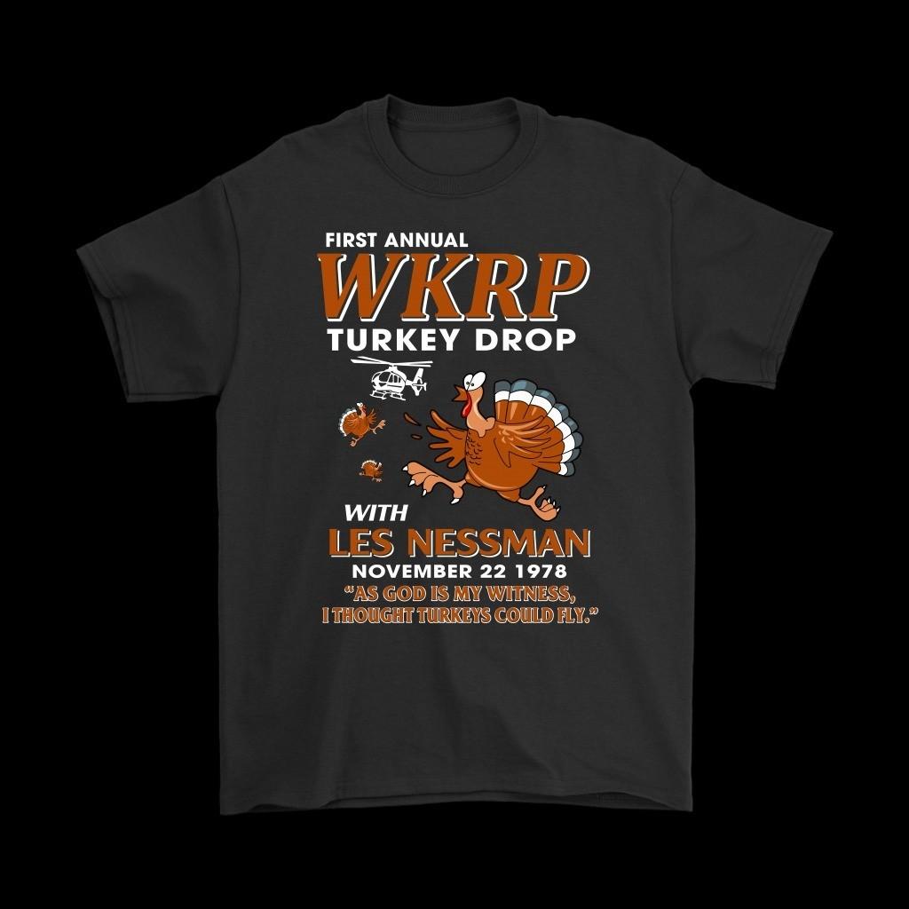 WKRP Turkey Drop with Les Nessman Funny T-Shirts Thanksgiving Day T Shirt Gift