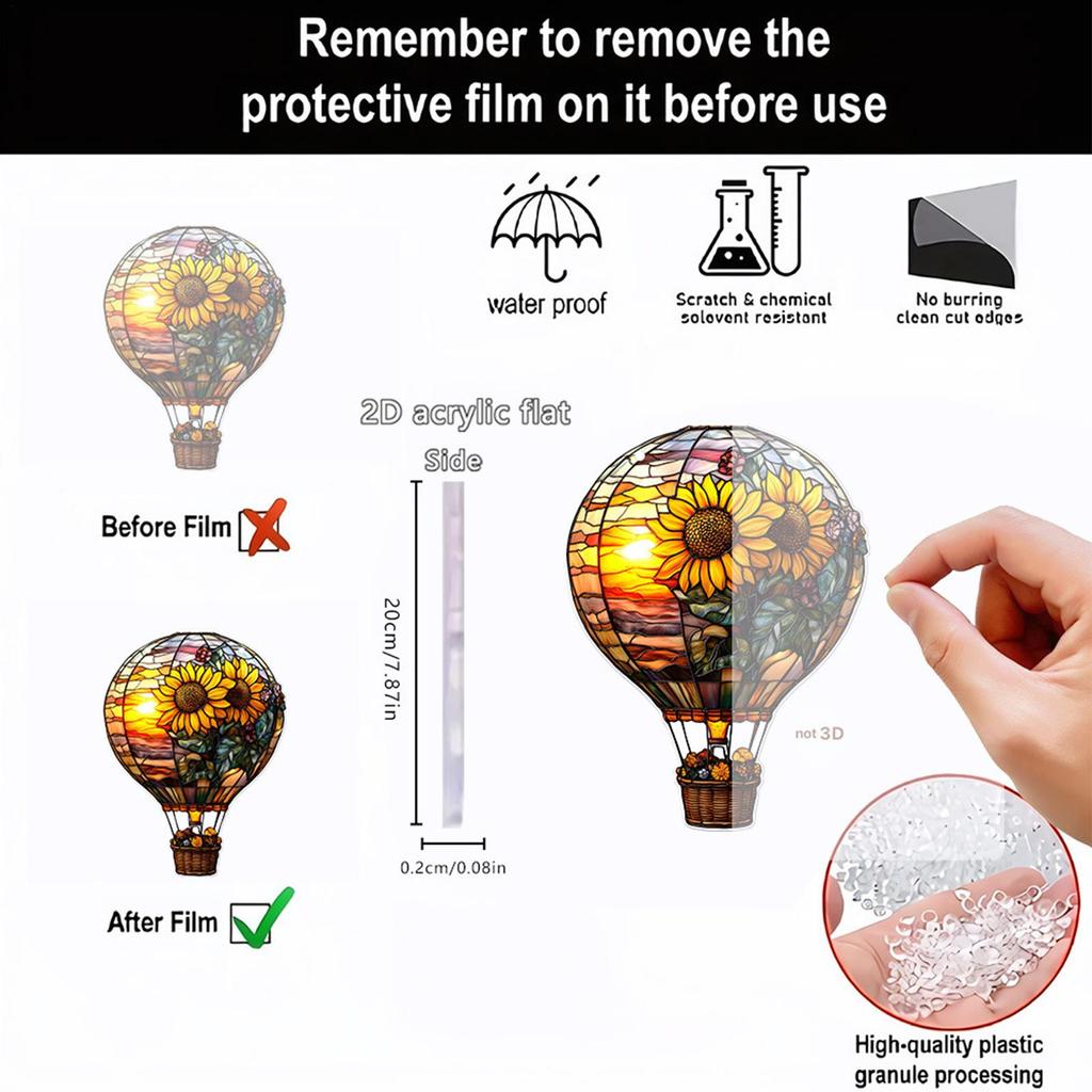 2D Flat Acrylic Hot Air Balloon Light Catcher Celebration Window Hanging Sun Catcher Home Decoration