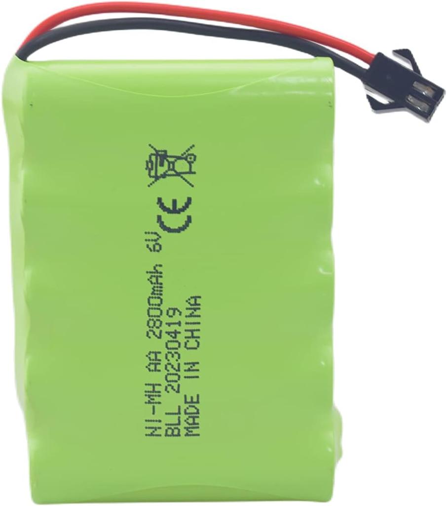 6.0V 2800mAh AA Rechargeable Battery with SM-2P Plug and USB Charging Cable – Compatible with TB141 TB142 DE37