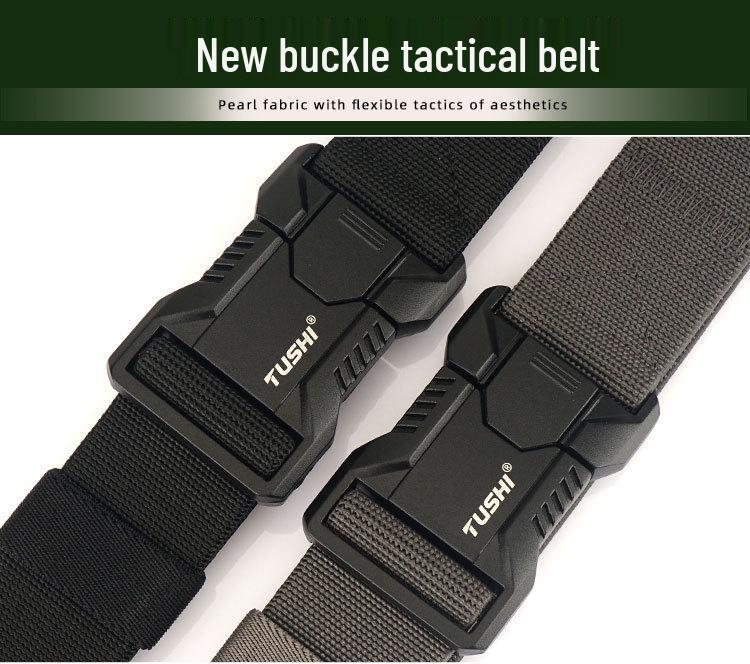 Men's Tactical Quick Release Stretch Belt with Aluminum Buckle for Outdoor and Casual Wear