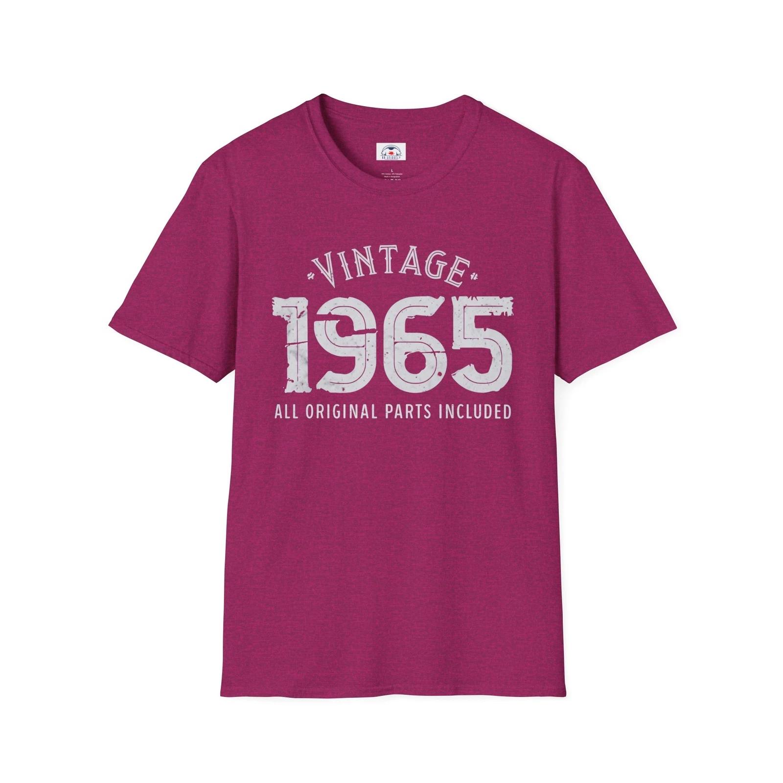 Vintage 1965 Unisex Softstyle T-Shirt, Great Gift for Fun Birthdays Retro Tee S