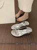 Beautiful temperament, silver toe flip-flops, female summer wear, heel-increasing fairy strap sandals