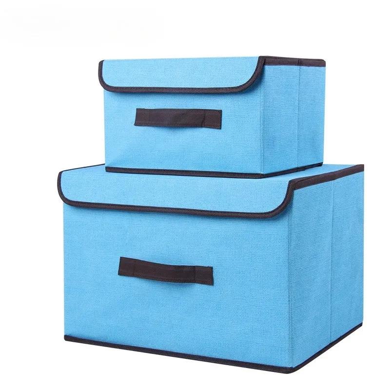 Multifu Large Capacity Foldable Solid Color Fabric Storage Box Non-woven Dust-proof for Dormitory Indoor Use