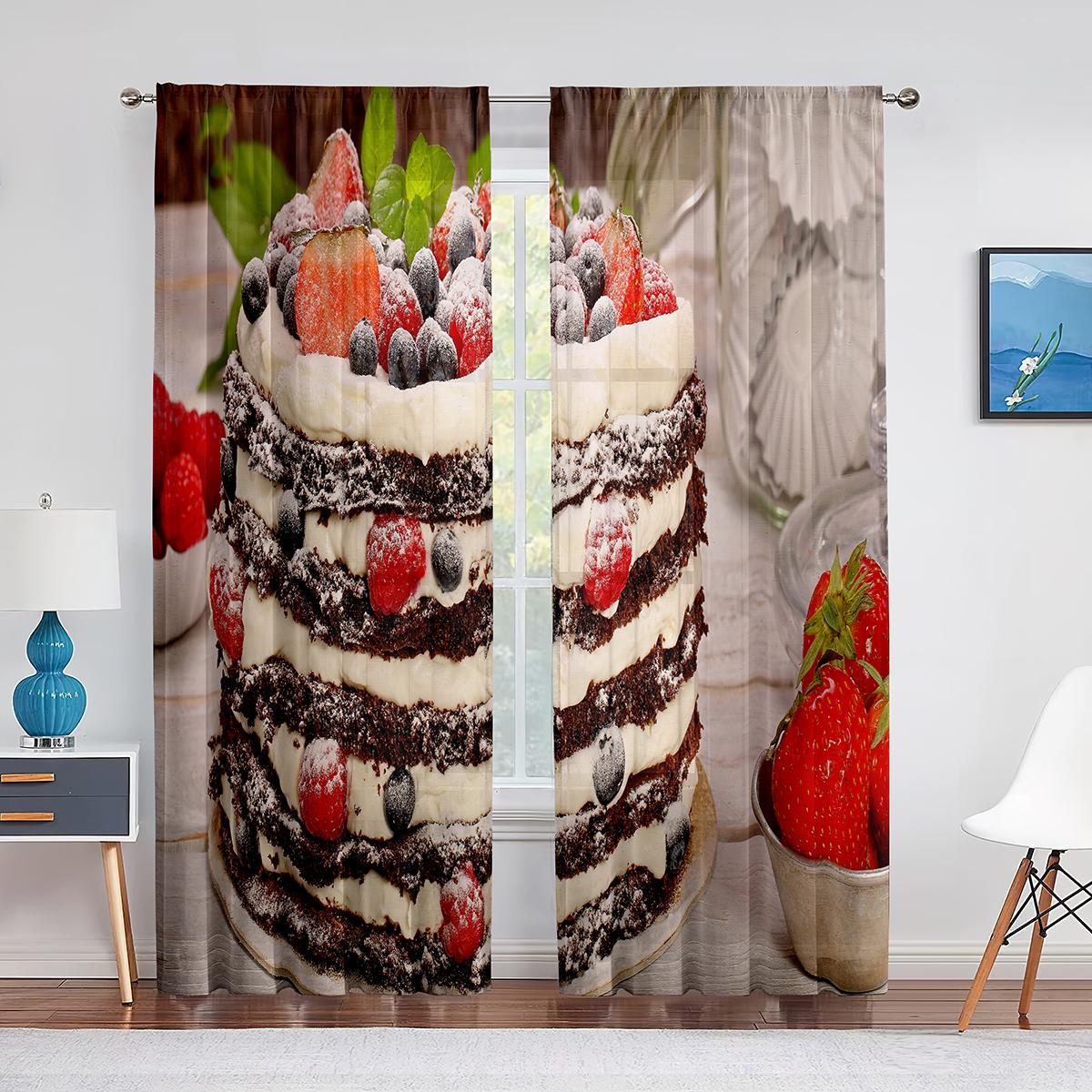 Джем Торт Десерт Малиновый Прозрачные Шторы для Гостиной Шифоновая Вуаль Шторы Спальня — фото 4