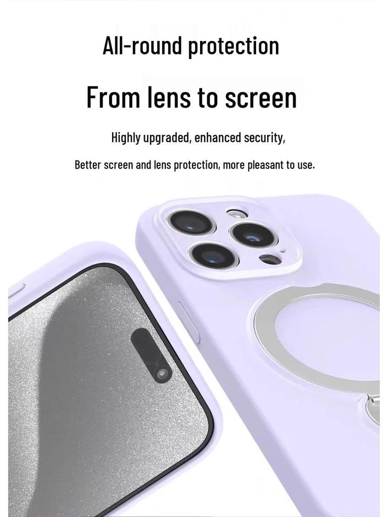 iPhone 17 Pro Max Liquid Silicone Magnetic Rotating Stand Protective Phone Case