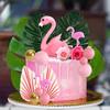 Flamingo Cake Decoration Palm Leaves Cake Topper Gold Pink Balls Cake Decor Rose Cake Topper Flamingo Tropical Party Supplies