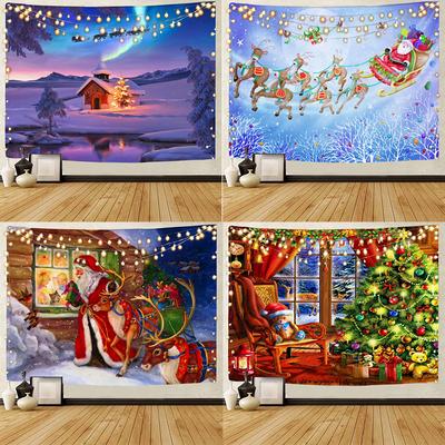 Santa Claus Christmas Snow Tapestry Christmas Background Decoration Tapestry Christmas Home Background