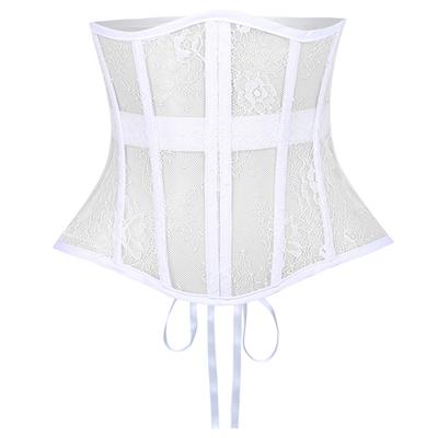 Waist Lace and Floral Trainer Women Corset Cincher Body Shaper Girdle Trimmer with Plastic Bones Extender Waist Decors
