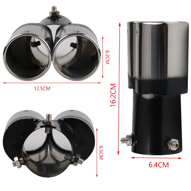 Universal Double Exhaust Tips Colorful Muffler Exhaust Stainless Dual Tail Pipe Muffler Round Carbon Fiber Exhaust Tips Car Deco