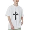 Black T-Shirt With Ornate Cross Design For Casual Wear