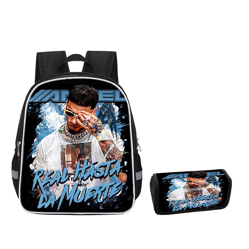 Mochila Anuel Aa para Hombre y Mujer Bolsa Escolar Casual Gran Capacidad Caja de Almacenamiento para Material Escolar Tipo Solapa