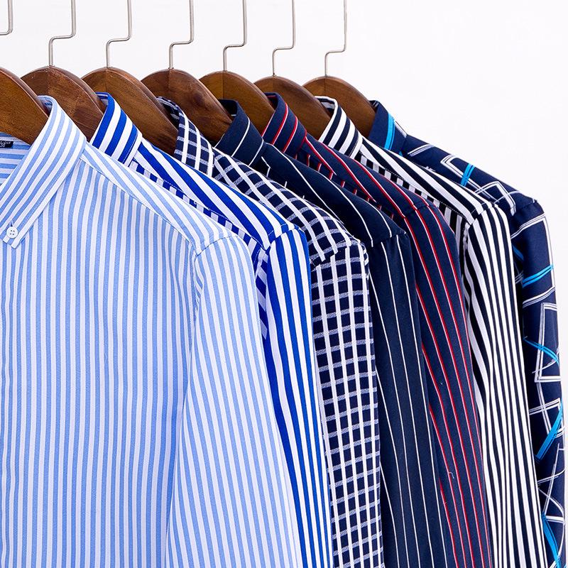 Men Dress Shirt Mens Business Casual Stripe Button Down Shirts Brand Clothing Slim Fit Long Sleeve Camisa Masculina M-5XL NS5561