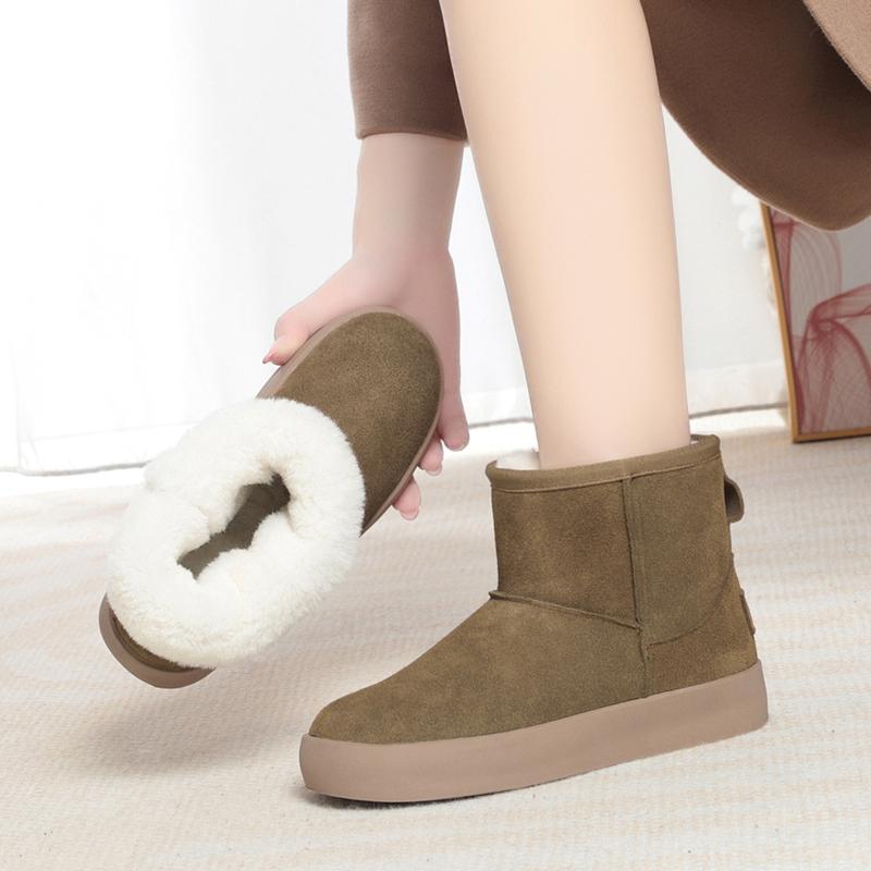 Fashion AIYUQI Snow Boots Female Genuine Leather 2025 New Winter Ankle Boots Women Flat Non Slip Natural Wool Warm Boots Women
