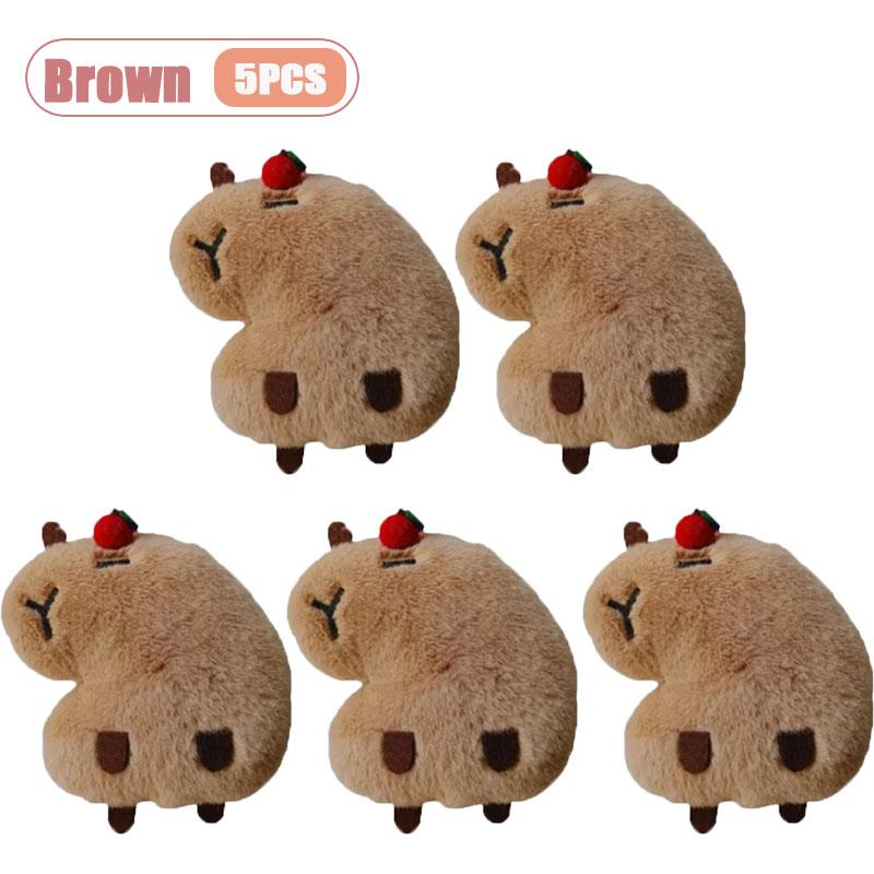 1-10PCS Squeaky Capybara Plush Keychain Cute Animal Toy Capybara Creative Bag Charm Keyring for Backpacks and Purses