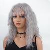 Grey Brown Blond Black White Wigs with Bangs Shoulder Length Curly Synthetic Wigs for Women Daily Cosplay Heat Resistant Fibre